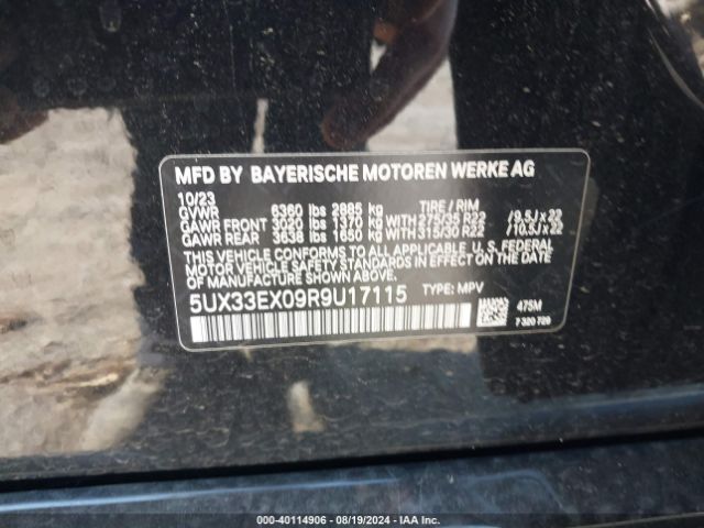 5UX33EX09R9U17115 BMW X6 Xdrive40i