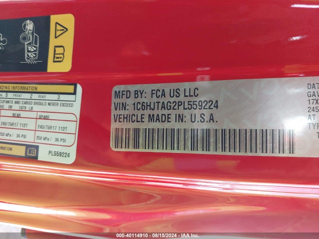 Jeep Gladiator Sport 4x4 2023 1C6HJTAG2PL559224 Image 9