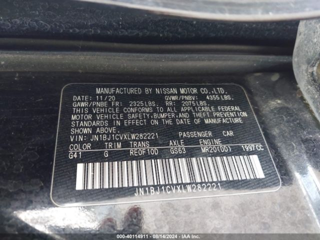 JN1BJ1CVXLW282221 Nissan Rogue Sport S Fwd Xtronic Cvt