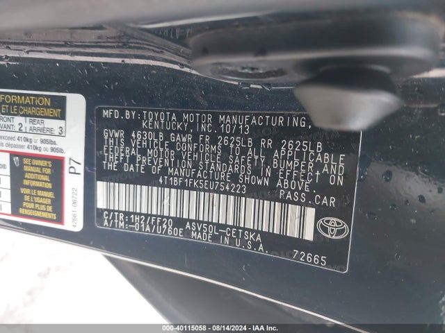 Toyota CAMRY SE 2014 4T1BF1FK5EU754223 Image 9