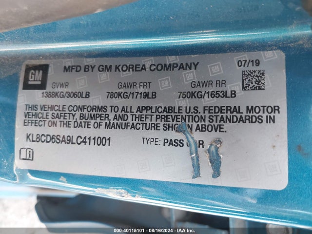 Chevrolet Spark Fwd 1lt Automatic 2020 KL8CD6SA9LC411001 Image 9