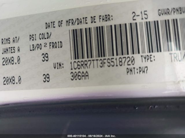 1C6RR7TT3FS518720 RAM 1500 Slt