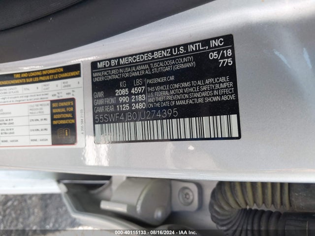 55SWF4JB0JU274395 Mercedes-Benz C 300