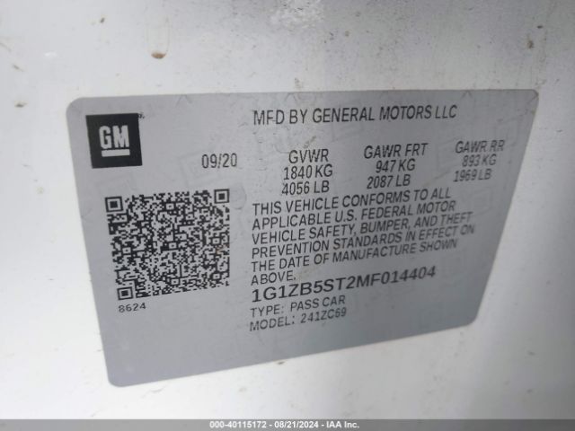 1G1ZB5ST2MF014404 Chevrolet Malibu Fwd Ls