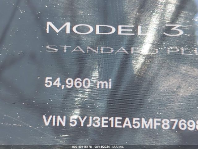 5YJ3E1EA5MF876981 Tesla Model 3 Standard Range Plus Rear-wheel Drive