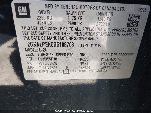 2GKALPEK6G6108708 GMC Terrain Slt
