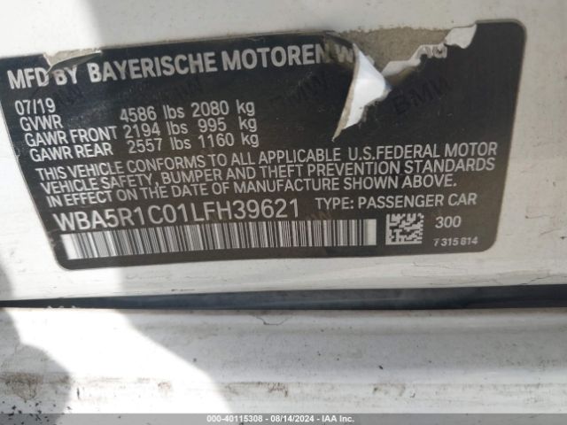 WBA5R1C01LFH39621 BMW 330I