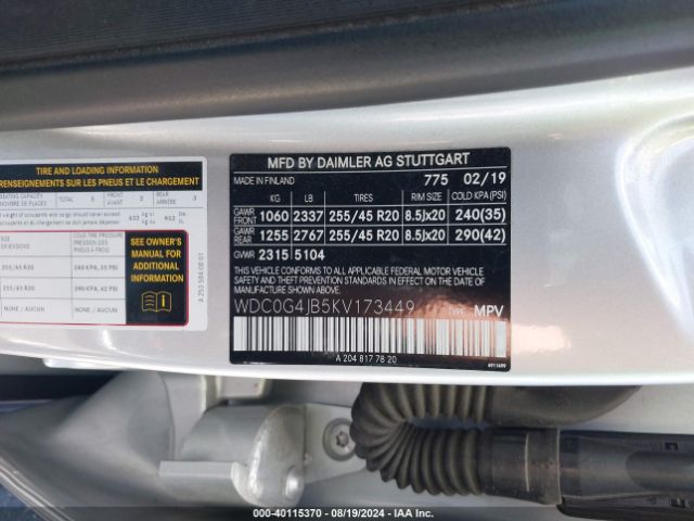 WDC0G4JB5KV173449 Mercedes-Benz GLC 300