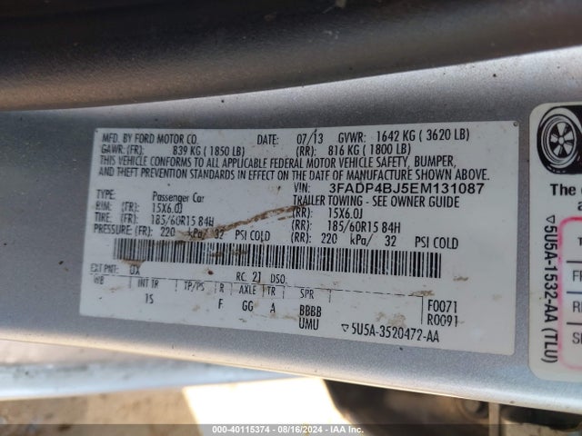 Ford FIESTA SE 2014 3FADP4BJ5EM131087 Image 9