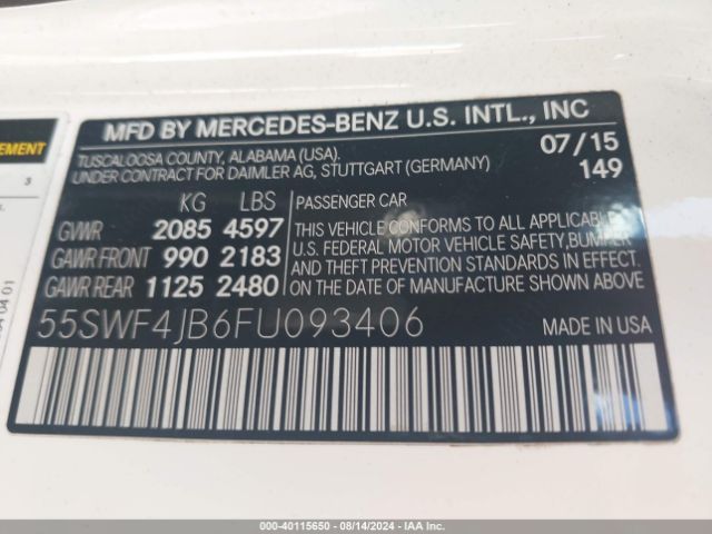 55SWF4JB6FU093406 Mercedes-Benz C 300 Luxury/sport