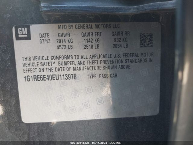1G1RE6E40EU113978 Chevrolet Volt
