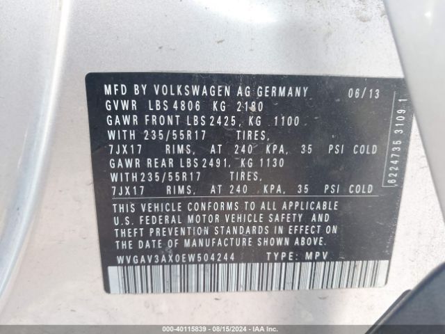 WVGAV3AX0EW504244 Volkswagen TIGUAN SE