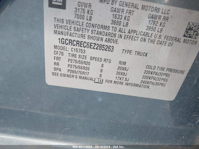 Chevrolet Silverado 1500 1lt 2014 1GCRCREC6EZ285263 Image 9