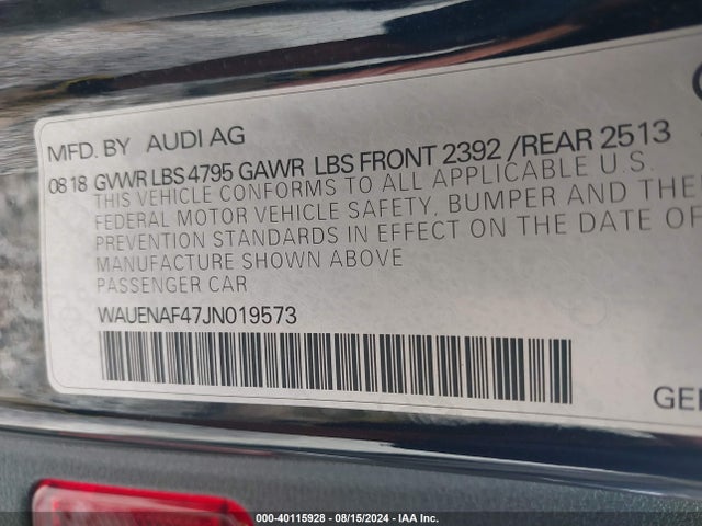 Audi A4 2.0t Premium 2018 WAUENAF47JN019573 Image 9