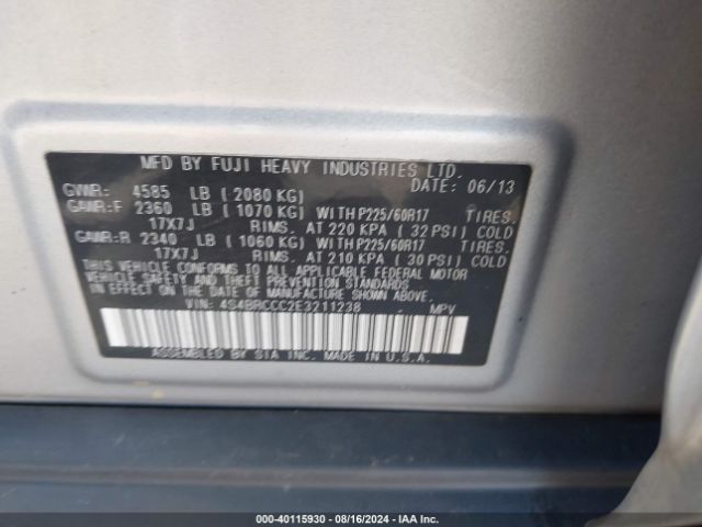 4S4BRCCC2E3211238 Subaru Outback 2.5i Premium