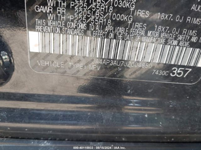 JA4AP3AU7JZ004850 Mitsubishi Outlander Sport Es 2.0