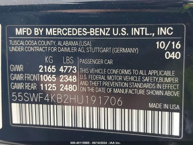 55SWF4KB2HU191706 Mercedes-Benz C 300 4matic/luxury 4matic/sport 4matic