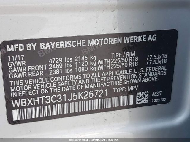 WBXHT3C31J5K26721 BMW X1 Xdrive28i