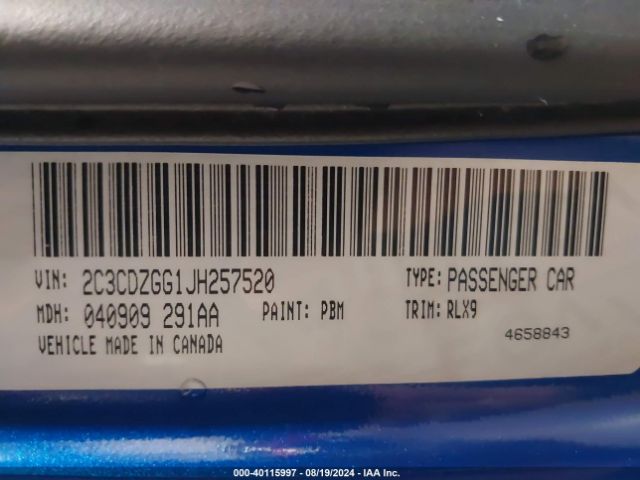 2C3CDZGG1JH257520 Dodge Challenger Gt Awd