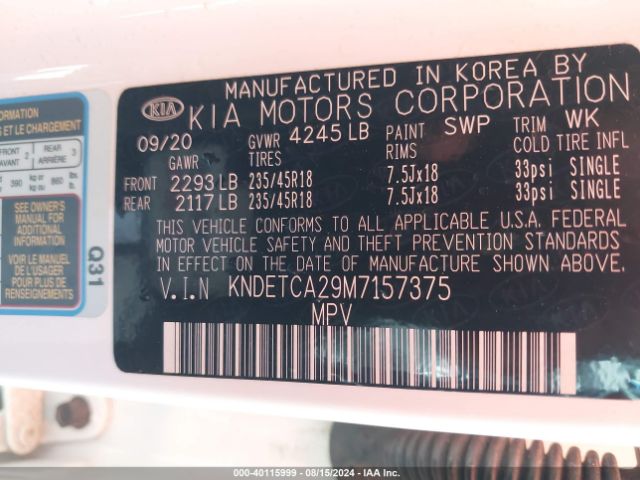KNDETCA29M7157375 KIA Seltos Sx Turbo
