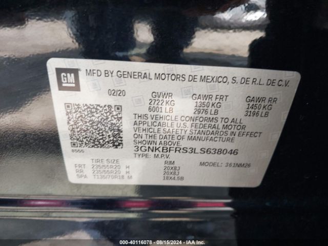3GNKBFRS3LS638046 Chevrolet Blazer Fwd Premier