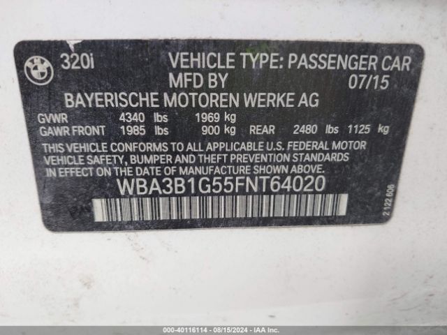 WBA3B1G55FNT64020 BMW 320i
