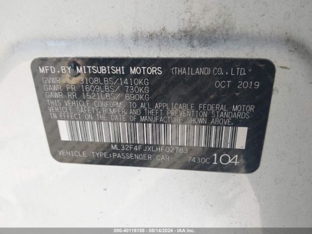 ML32F4FJXLHF02783 Mitsubishi Mirage G4 Se