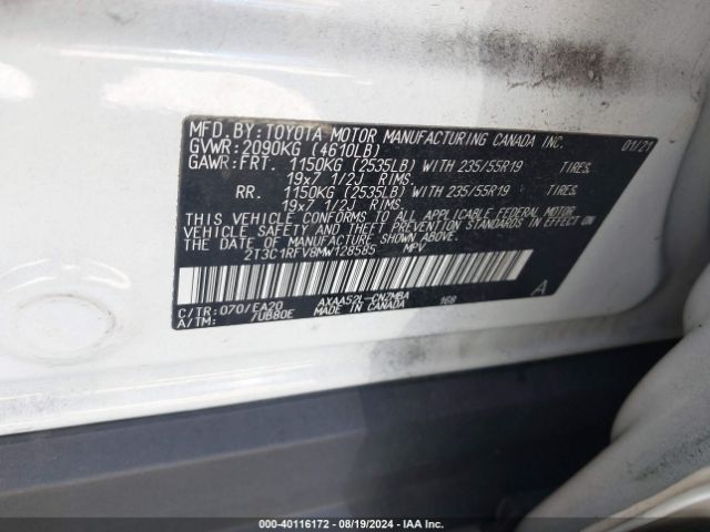 2T3C1RFV8MW128585 Toyota Rav4 Xle Premium