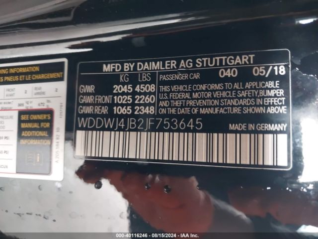WDDWJ4JB2JF753645 Mercedes-Benz C 300