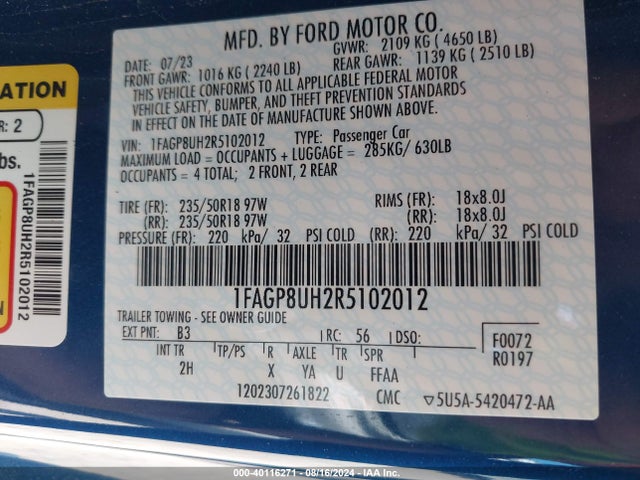 Ford Mustang Ecoboost 2024 1FAGP8UH2R5102012 Image 9