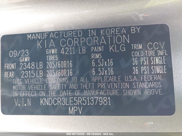 KIA NIRO EX 2024 KNDCR3LE5R5137981 Image 9