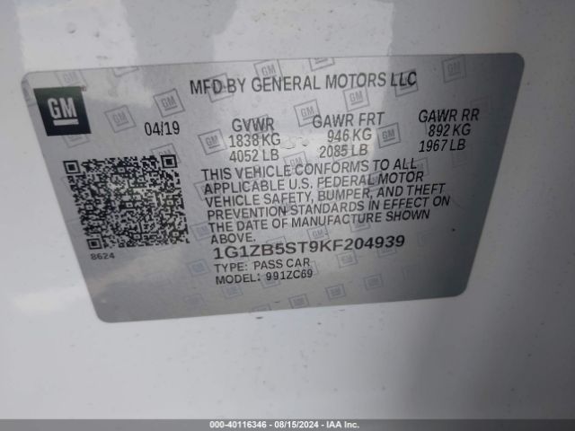 1G1ZB5ST9KF204939 Chevrolet Malibu 1ls