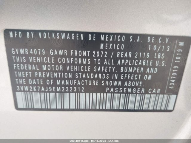 3VW2K7AJ9EM232312 Volkswagen Jetta 2.0l S