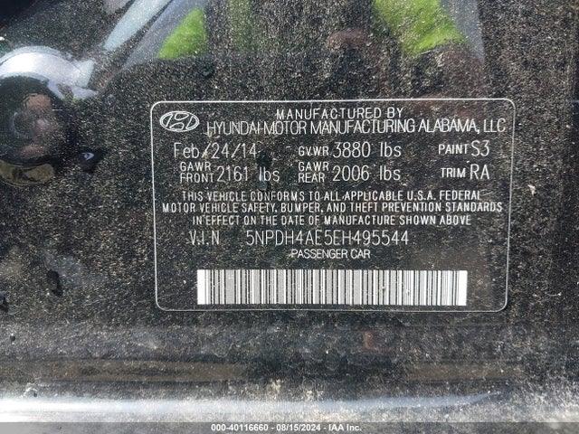 Hyundai ELANTRA SE 2014 5NPDH4AE5EH495544 Image 9