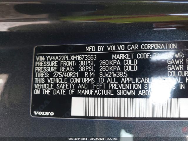 YV4A22PLXM1673563 Volvo Xc90 T6 Inscription 7 Passenger