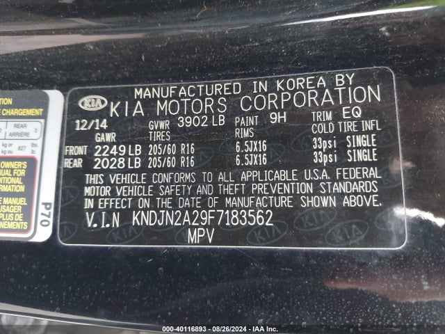 KIA Soul 2015 KNDJN2A29F7183562 Image 9