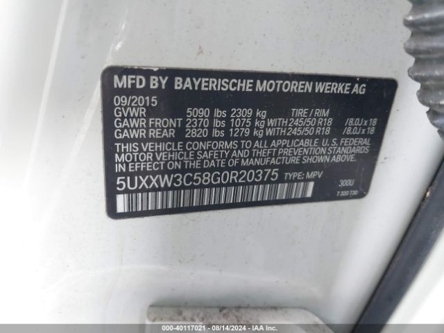 5UXXW3C58G0R20375 BMW X4 Xdrive28i