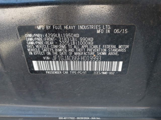 JF1GJAC66FH019993 Subaru Impreza 2.0i Premium