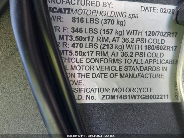 2016 DUCATI SUPERBIKE ZDM14B1W7GB002211 Photo 9