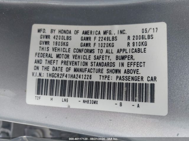 1HGCR2F41HA241226 Honda ACCORD LX