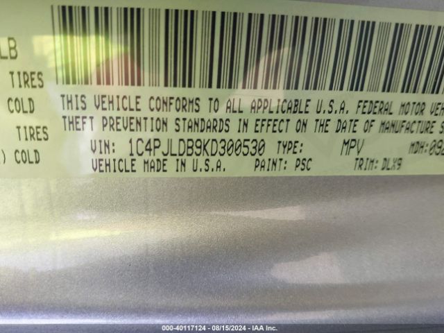 1C4PJLDB9KD300530 Jeep Cherokee Limited Fwd