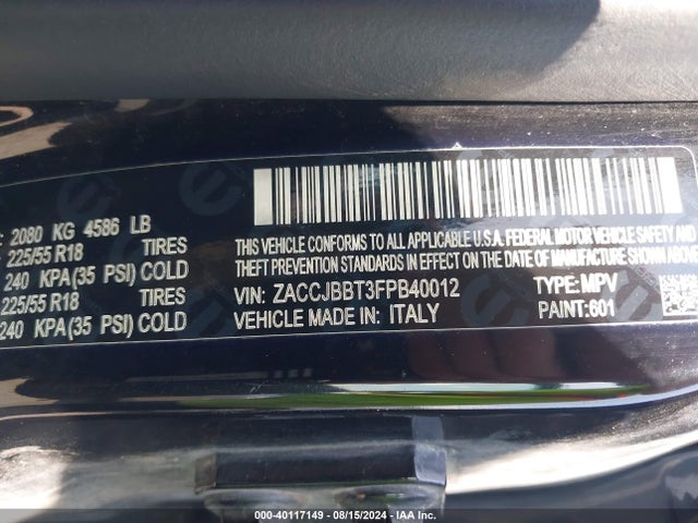 ZACCJBBT3FPB40012 Jeep Renegade Latitude