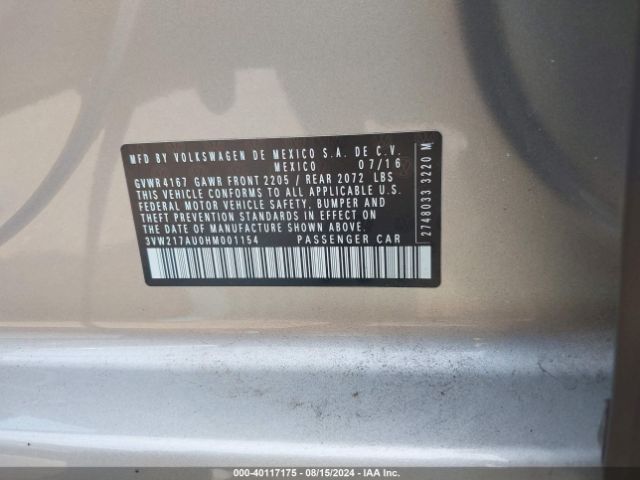 3VW217AU0HM001154 Volkswagen Golf Tsi S 4-door