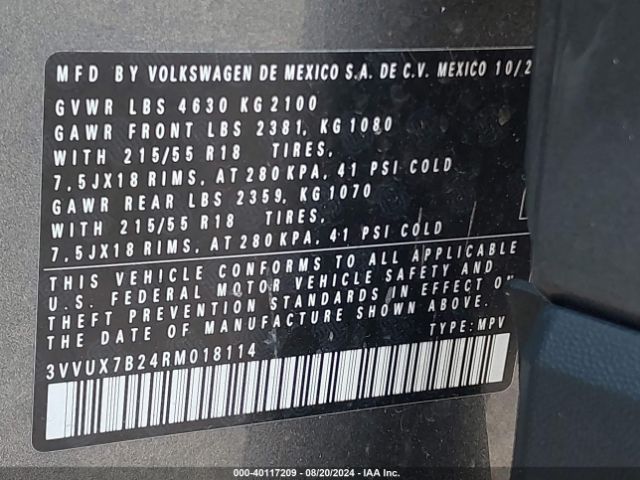 3VVUX7B24RM018114 Volkswagen Taos 1.5t Se