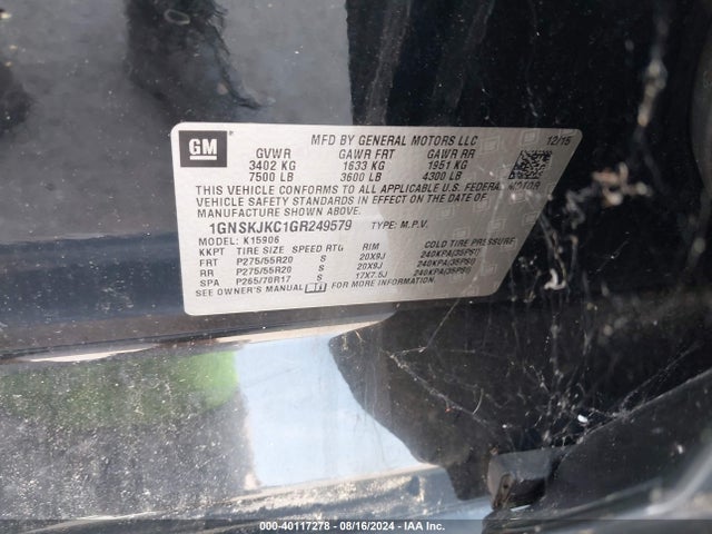 Chevrolet Suburban Ltz 2016 1GNSKJKC1GR249579 Image 9