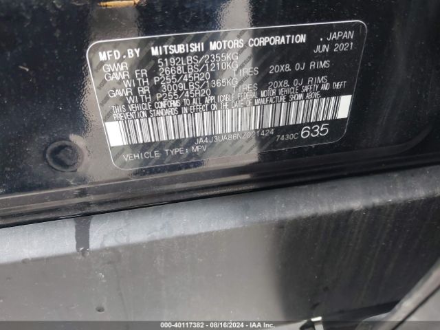 JA4J3UA86NZ021424 Mitsubishi Outlander Black Edition 2wd/se 2.5 2wd/se Launch Edition 2wd