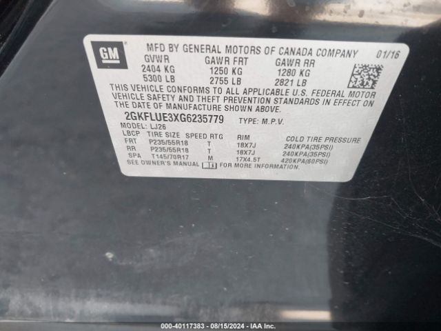 2GKFLUE3XG6235779 GMC Terrain Slt