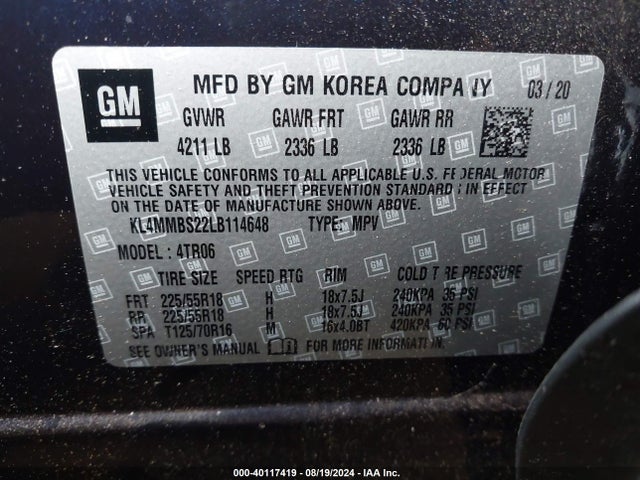KL4MMBS22LB114648 Buick Encore Gx Fwd Preferred