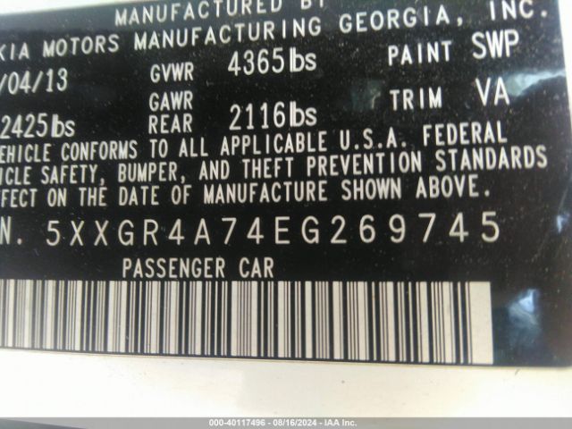 5XXGR4A74EG269745 KIA OPTIMA SX