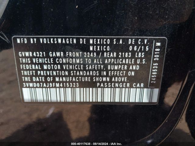 3VWD07AJ9FM415323 Volkswagen Jetta 1.8t Se